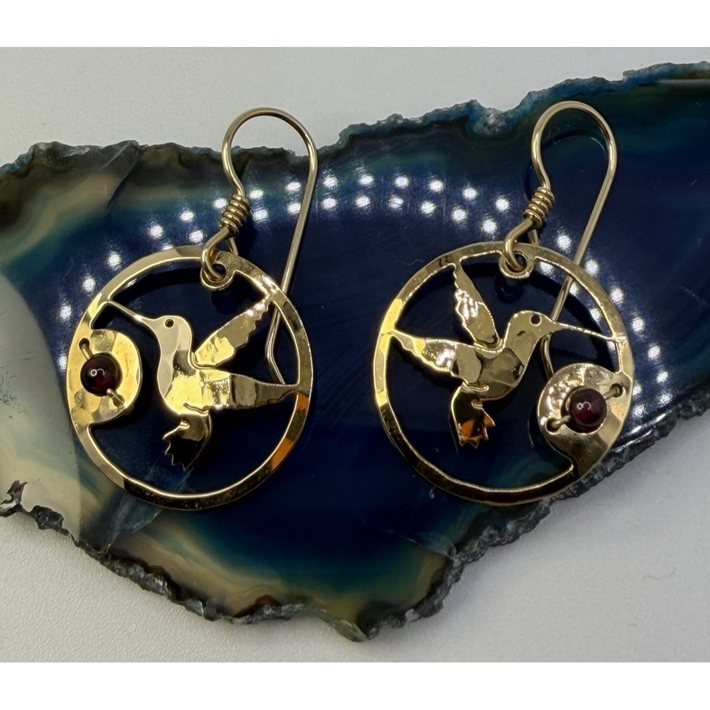 Wild Bryde Gold Tone Hummingbird Dangle Earrings